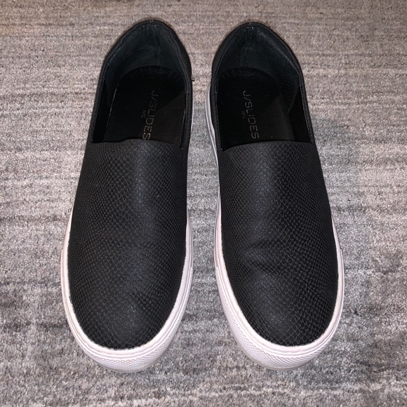 J/SLIDES Shoes - J/Slides (gently loved) black faux snakeskin🖤 7.5